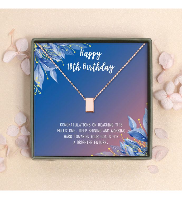 Happy 18th Birthday Cube Necklace Card Pendant Gift